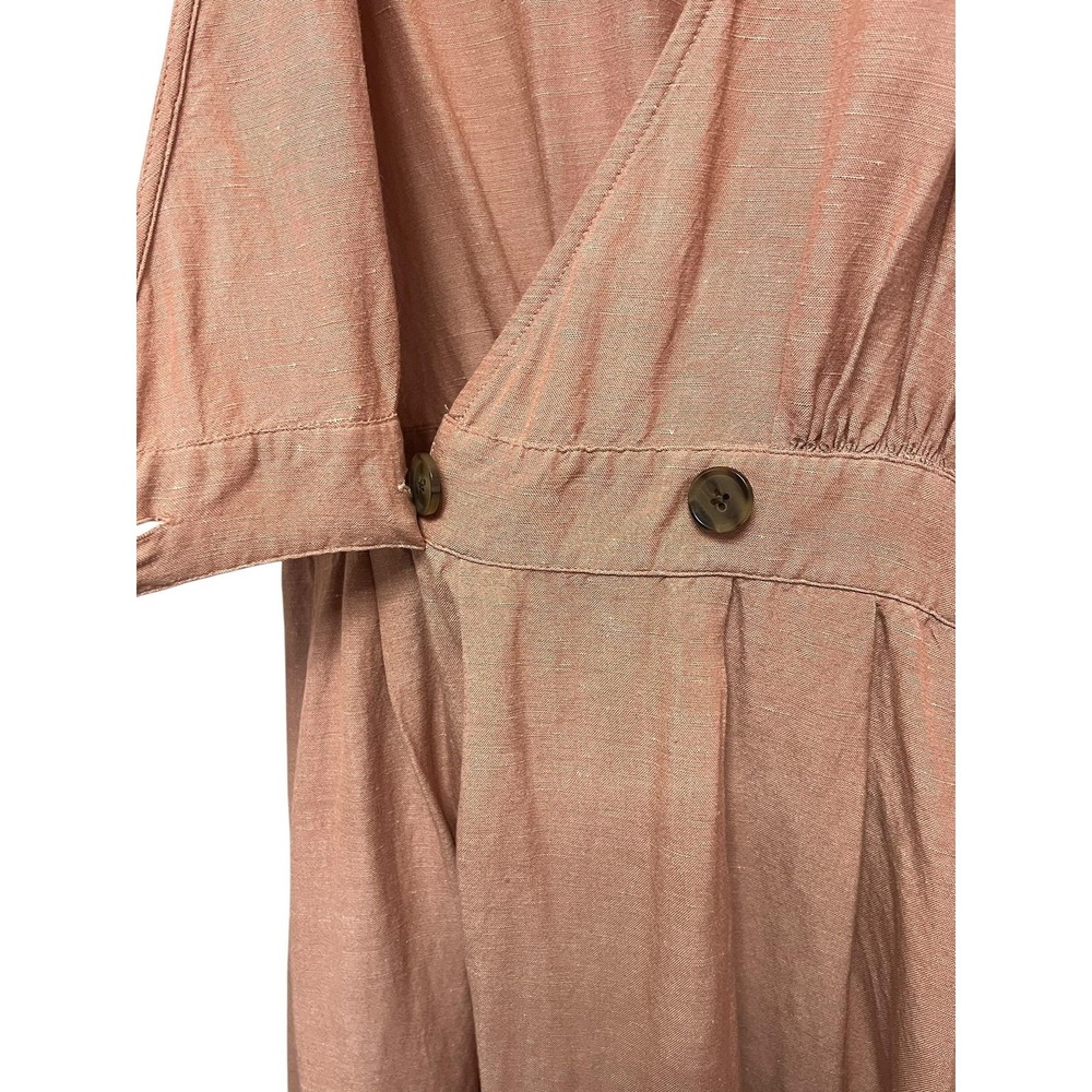 Madewell Maxi Dress Womens 0 Pink Linen Blend Wrap V-Neck Sleeveless Pockets - Picture 5 of 12